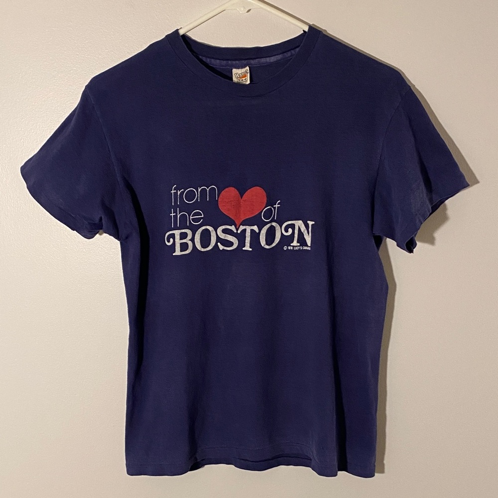 Vintage Single Stiche T Shirt 1978 Blue Size M “From the Heart of Boston” Cotton